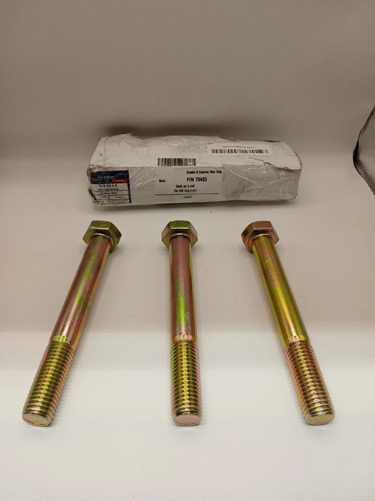 (3pack) 3/4-10 x 6 Hex Bolt Yellow Zinc Plated Grade 8 Cap Screw Coarse Thread