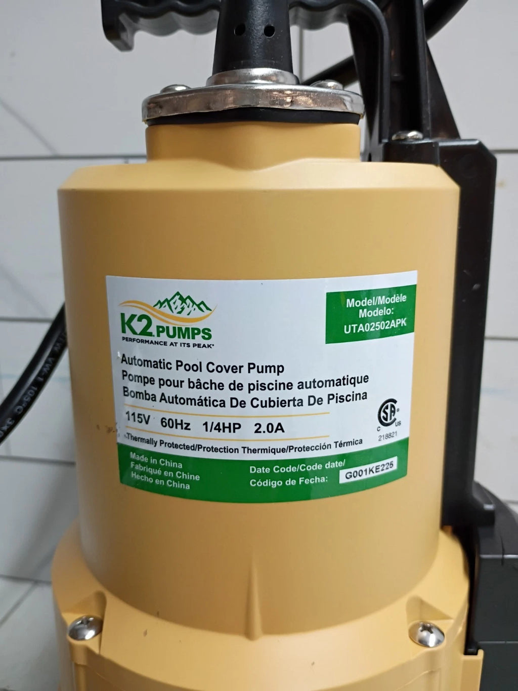 K2 1/4 HP Automatic Submersible Pool Cover Pump Open Box