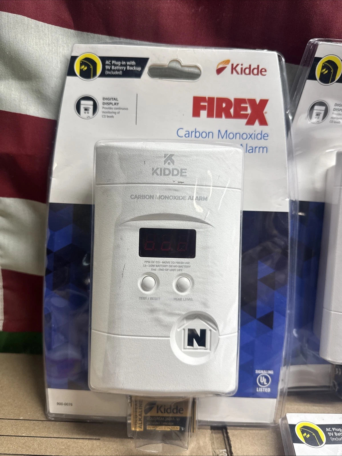 9 Pack Kidde 900–0076 FIREX Carbon Monoxide Alarm Plug-In Detector
