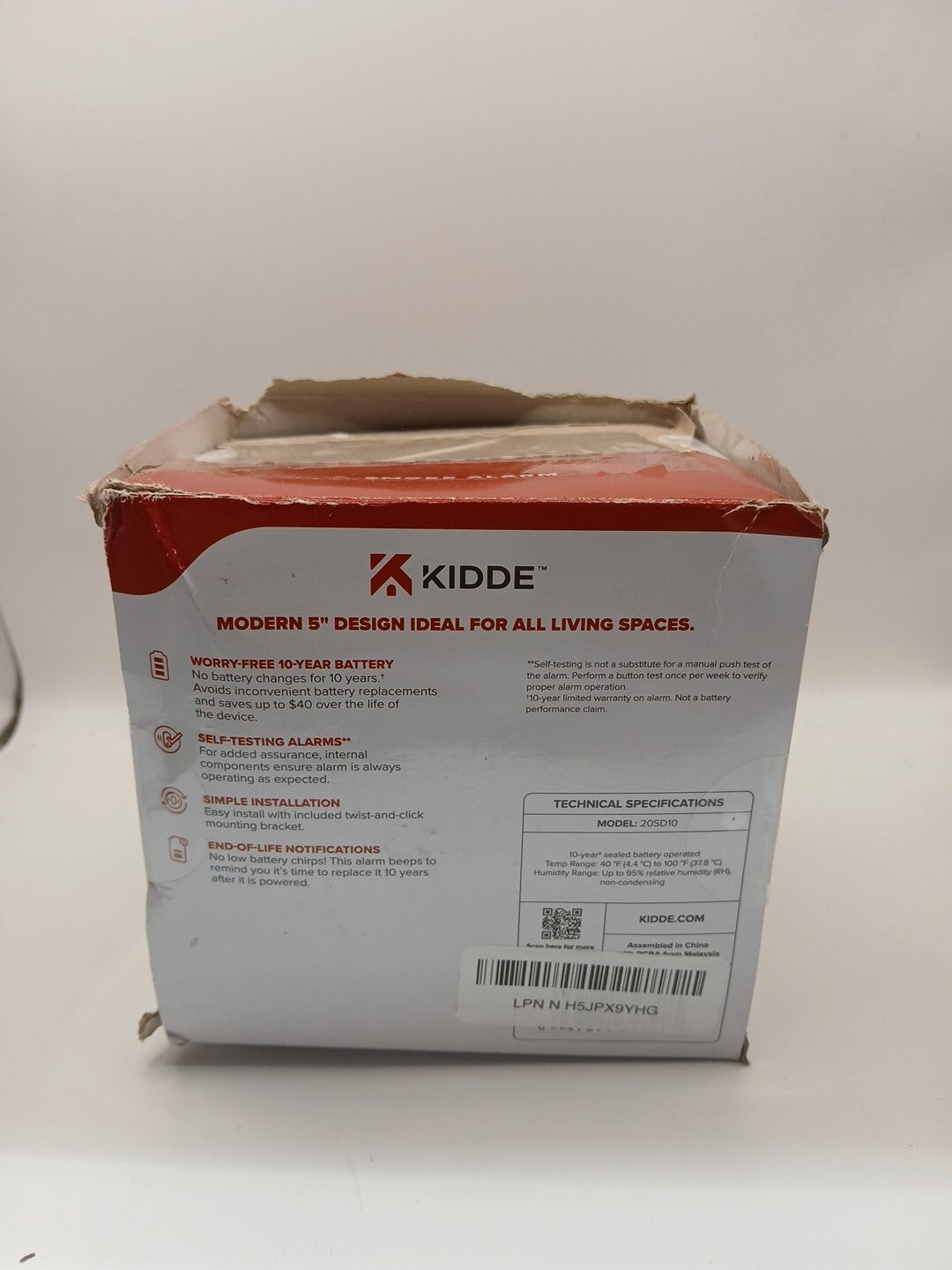 2 PACK Kidde Smoke Detector 10-Year Battery Powered LED Warning Light 20SD10