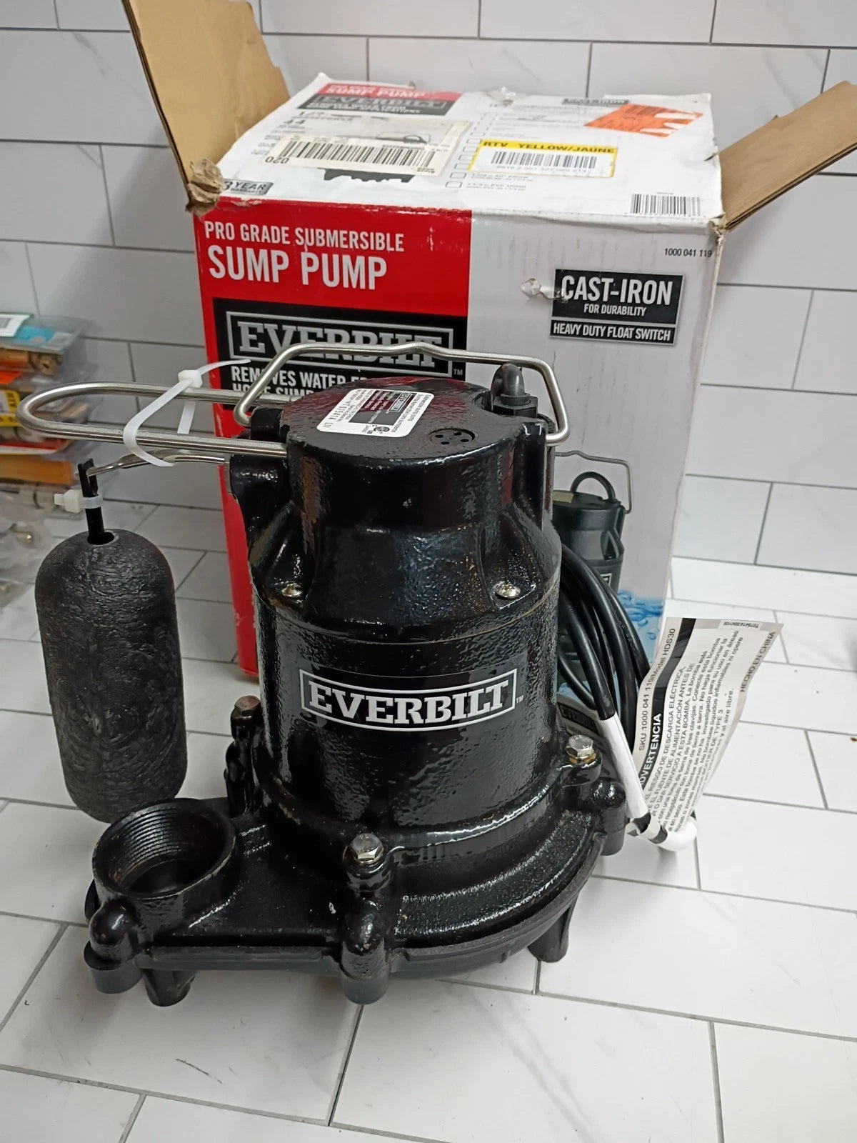 Everbilt HDS30 1/3 HP Cast Iron Submersible Sump Pump Read Description