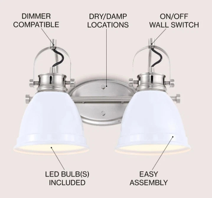 JONATHAN Y Lighting JYL1115 Phineas 2 Light 16"W LED Vanity Light - White OB