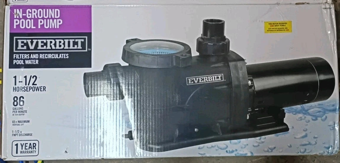Everbilt SPP15002-2SP 1.5 HP 2-Speed Pool Pump 230-Volt New Open Box.