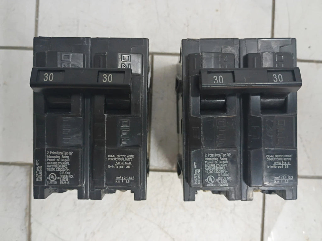 (2 pack) Siemens Q230 30 Amp Circuit Breaker | 30 A, 2 Poles, 120/240V Open Box