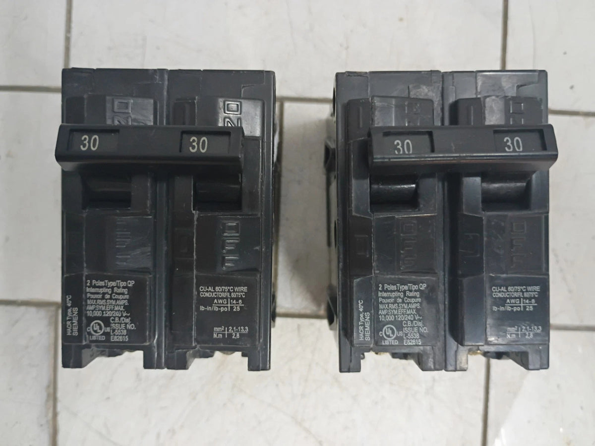 (2 pack) Siemens Q230 30 Amp Circuit Breaker | 30 A, 2 Poles, 120/240V Open Box