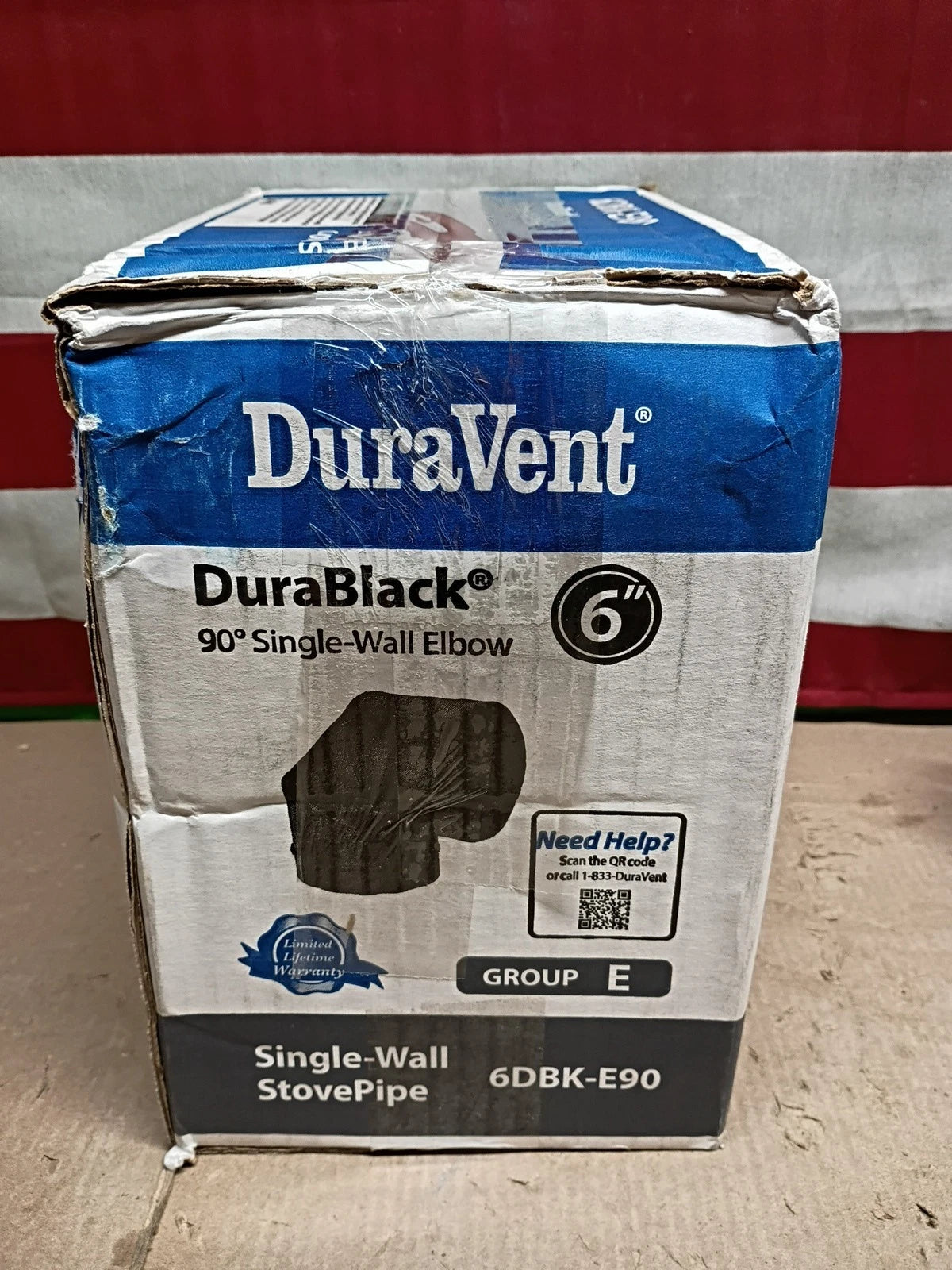 DuraVent DuraBlack 6" Galvanized Single Wall Stove Pipe 90° Elbow 6DBK-E90 Black