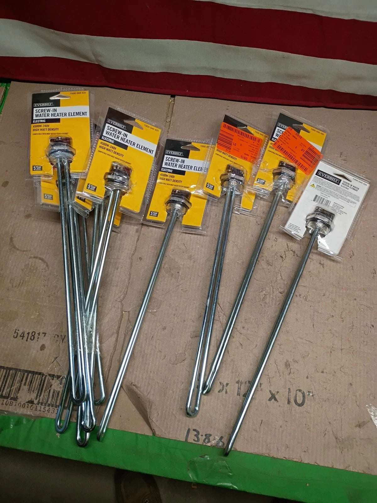 9-Pack Everbilt EBSE-4500-240 HWD Water Heater Element 4500W 240V, Open Box,