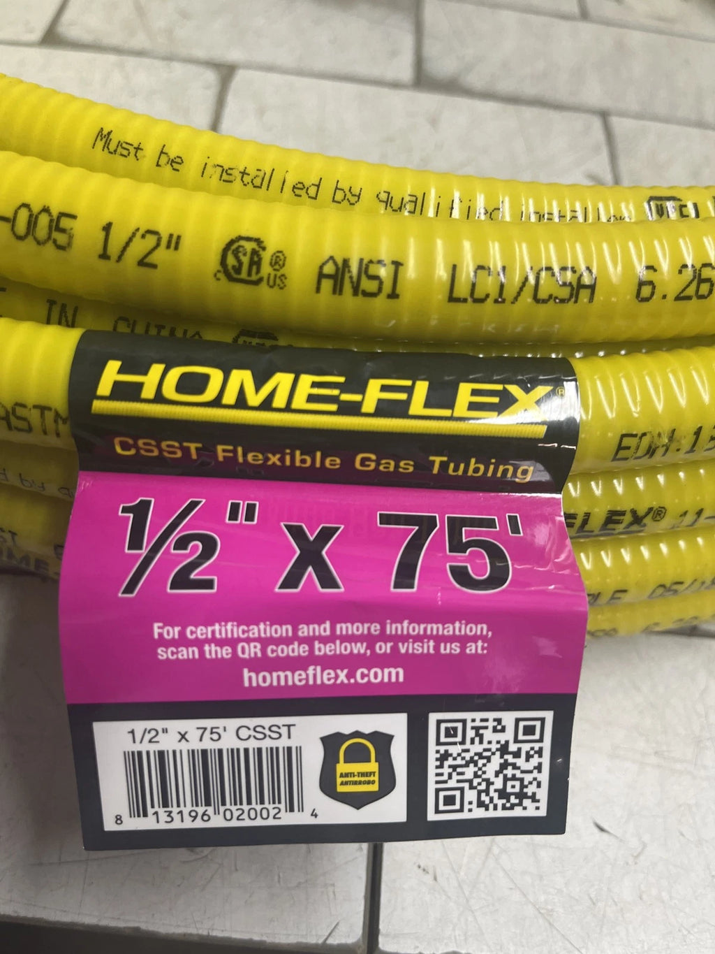 Home-Flex 11-005 1/2 in. X 75 ft. L Stainless Steel CSST Gas Tubing