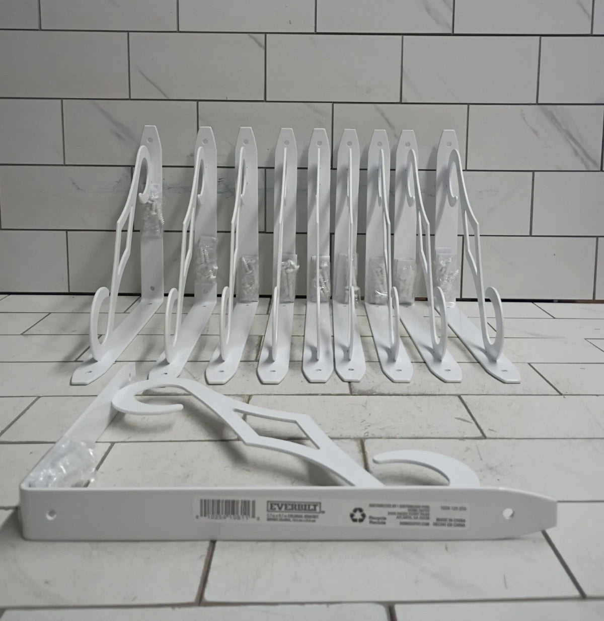 (10 pack) Everbilt colonial 9.7in x 7.7in decorative shelf bracket white 50lbs