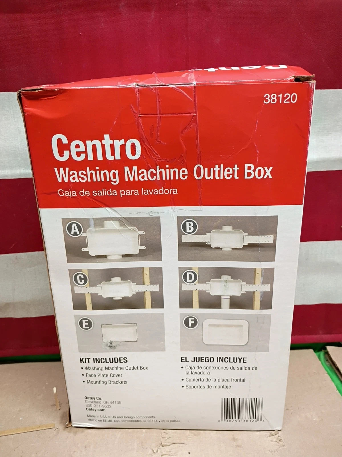 Oatey 38120 Centro Washing Machine Outlet Box Face Plate Brackets Fittings White