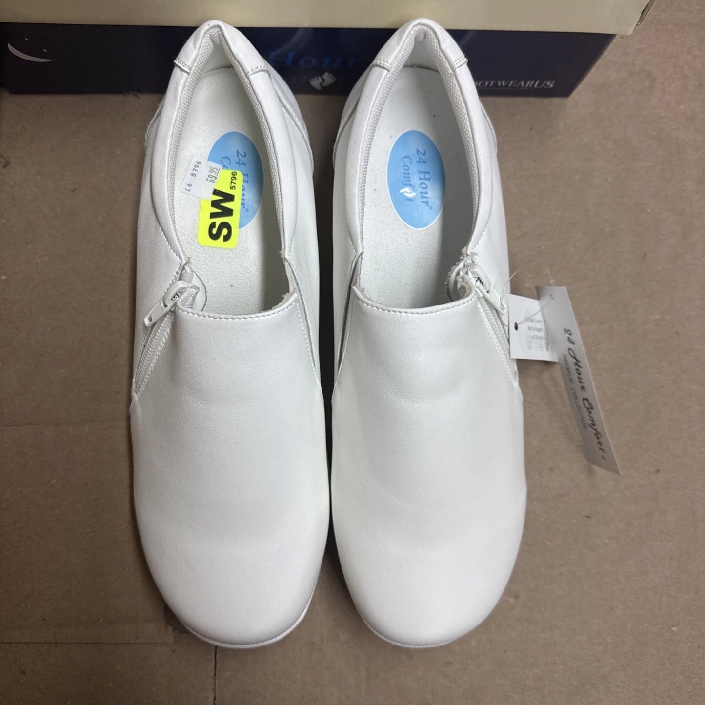 24 HOUR COMFORT Ester Women's 10 Wide Width Slip-On Leather Loafers Nurse