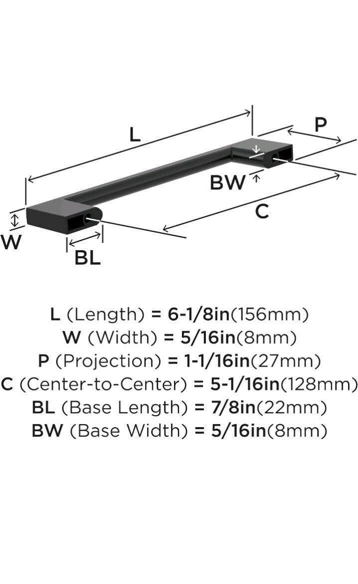 20-PK Matte Black Cityscape Cabinet Pull 5-1/16 inch 128mm Furniture Hardware