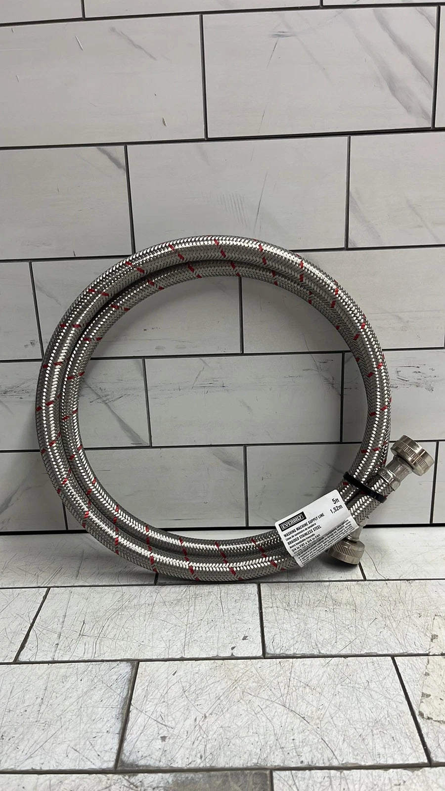 5 single assorted stainless washing machine supply lines 5-6’ long new open box