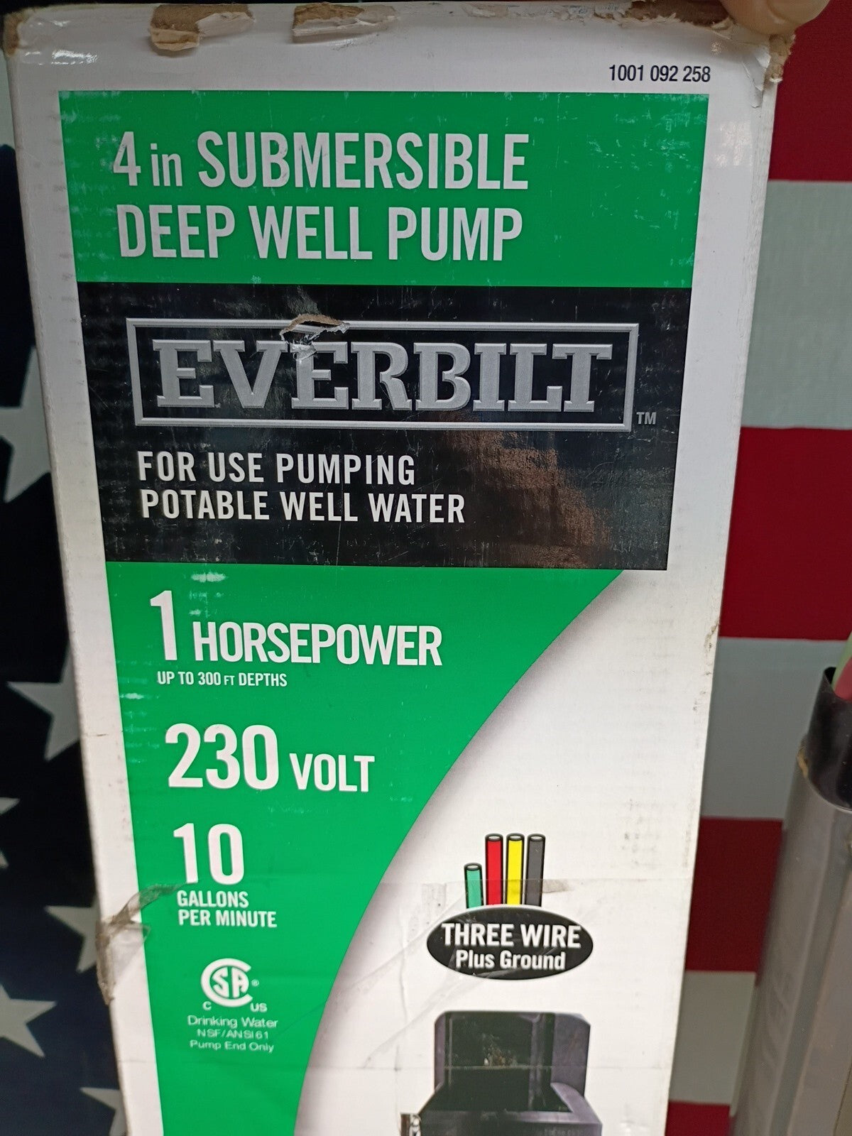 Everbilt EFSUB10-123HD 1 HP Submersible 3Wire 10GPM Deep Well Potable Water Pump