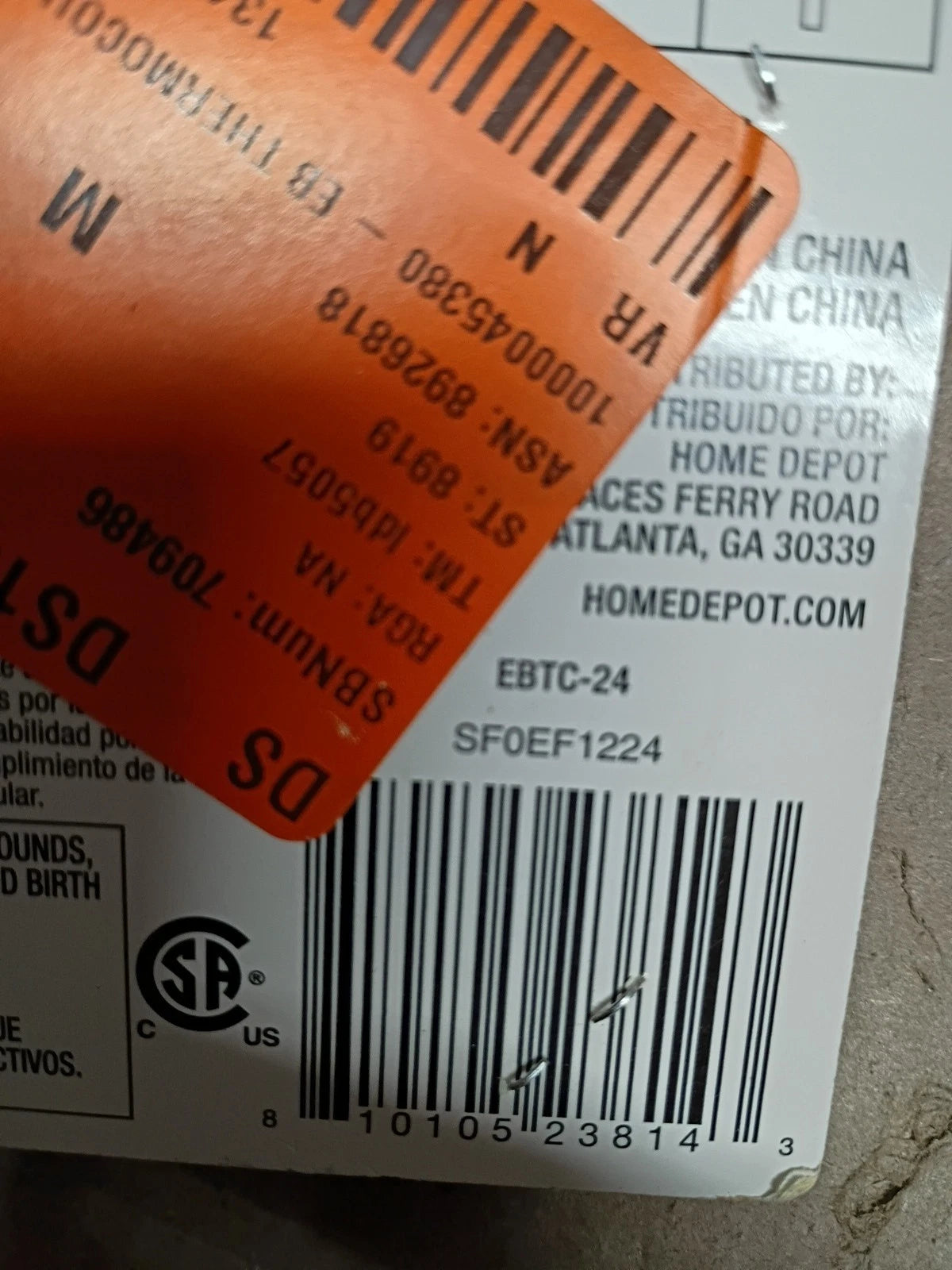 9-Pack Everbilt EBTC-24, Gas Water Heater Thermocouple 24" Open Box,