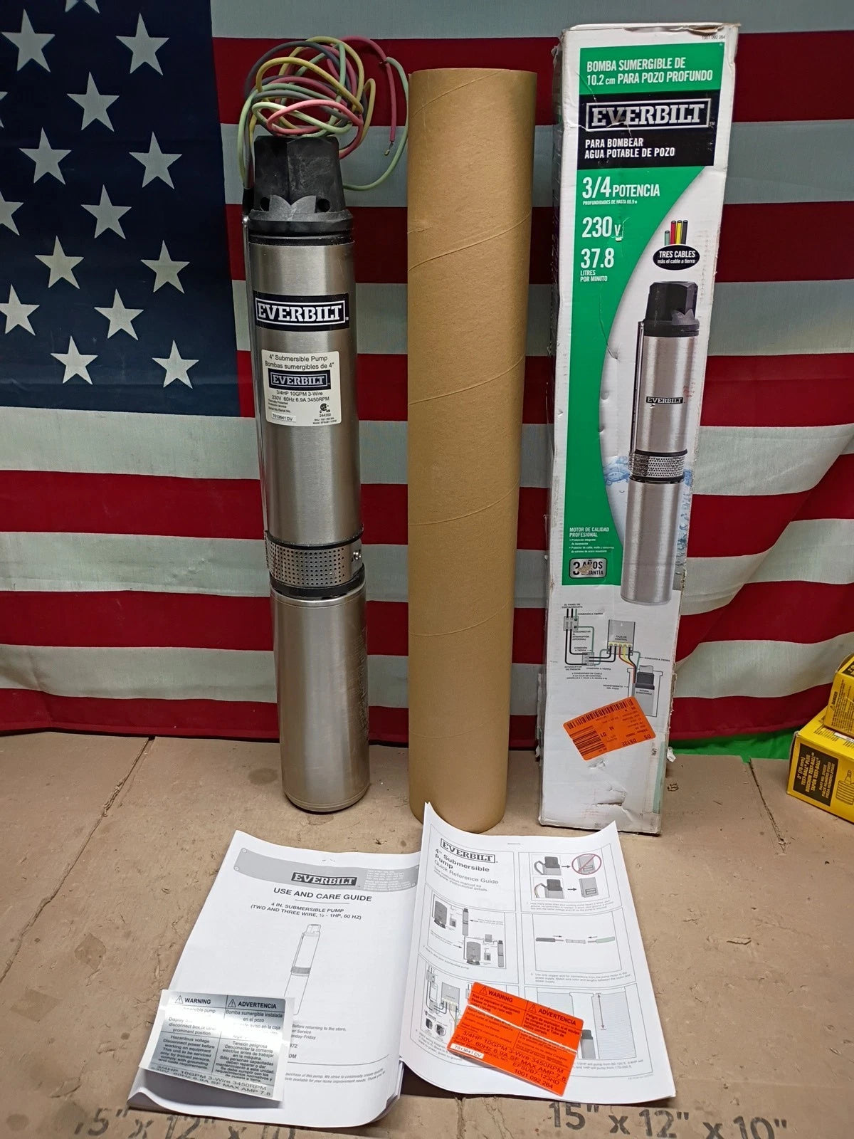 Everbilt 3/4 HP Submersible 3-Wire 10 GPM Deep Well Potable Water Pump, OB