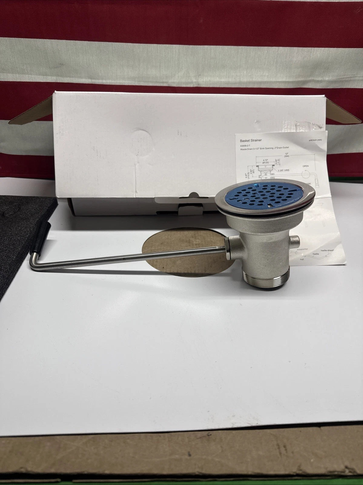 3-1/2" Commercial Sink Drain w Twist Lever Handle Waste Drain Valve Easy Control