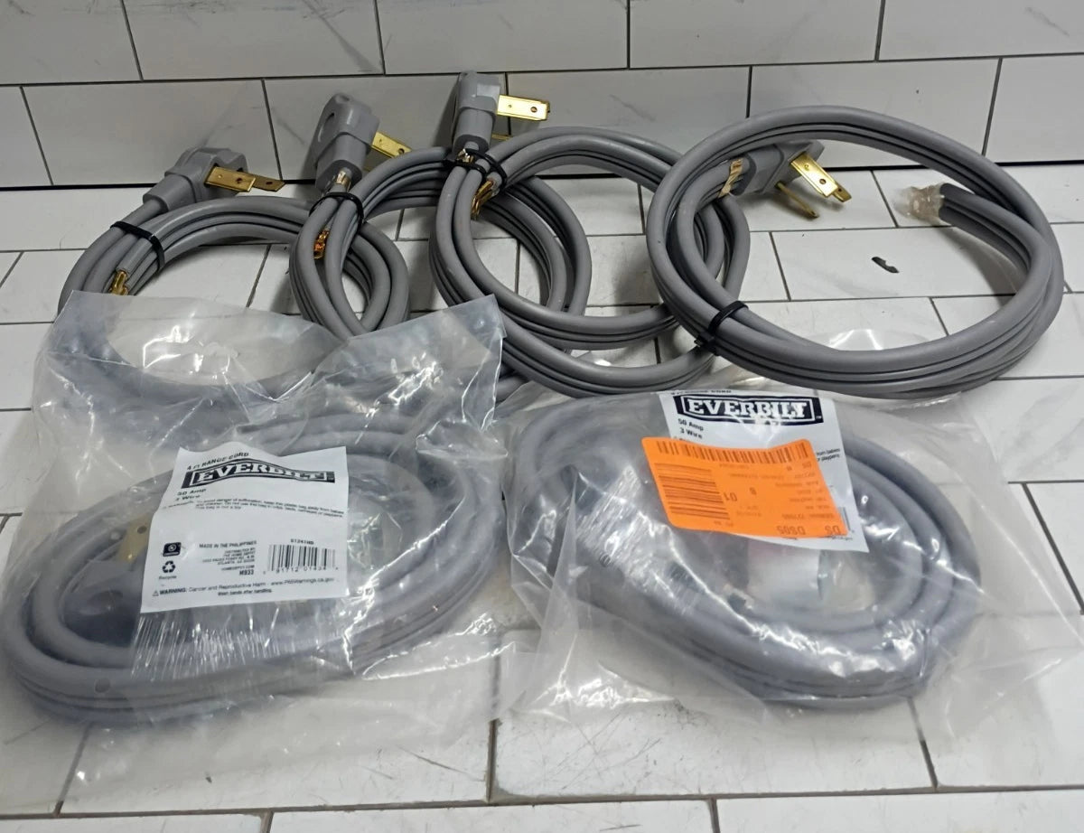 (6 pack) Everbilt 61241HD 4 ft. 6/8 3-Wire Electric Range Plug, Gray Open Box