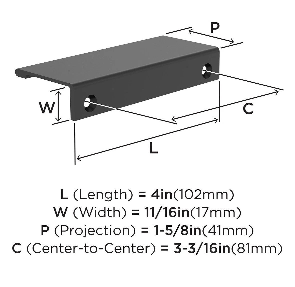 10PK Amerock BP37192 Streamline II 3-3/16" Center to Center Finger - Nickel