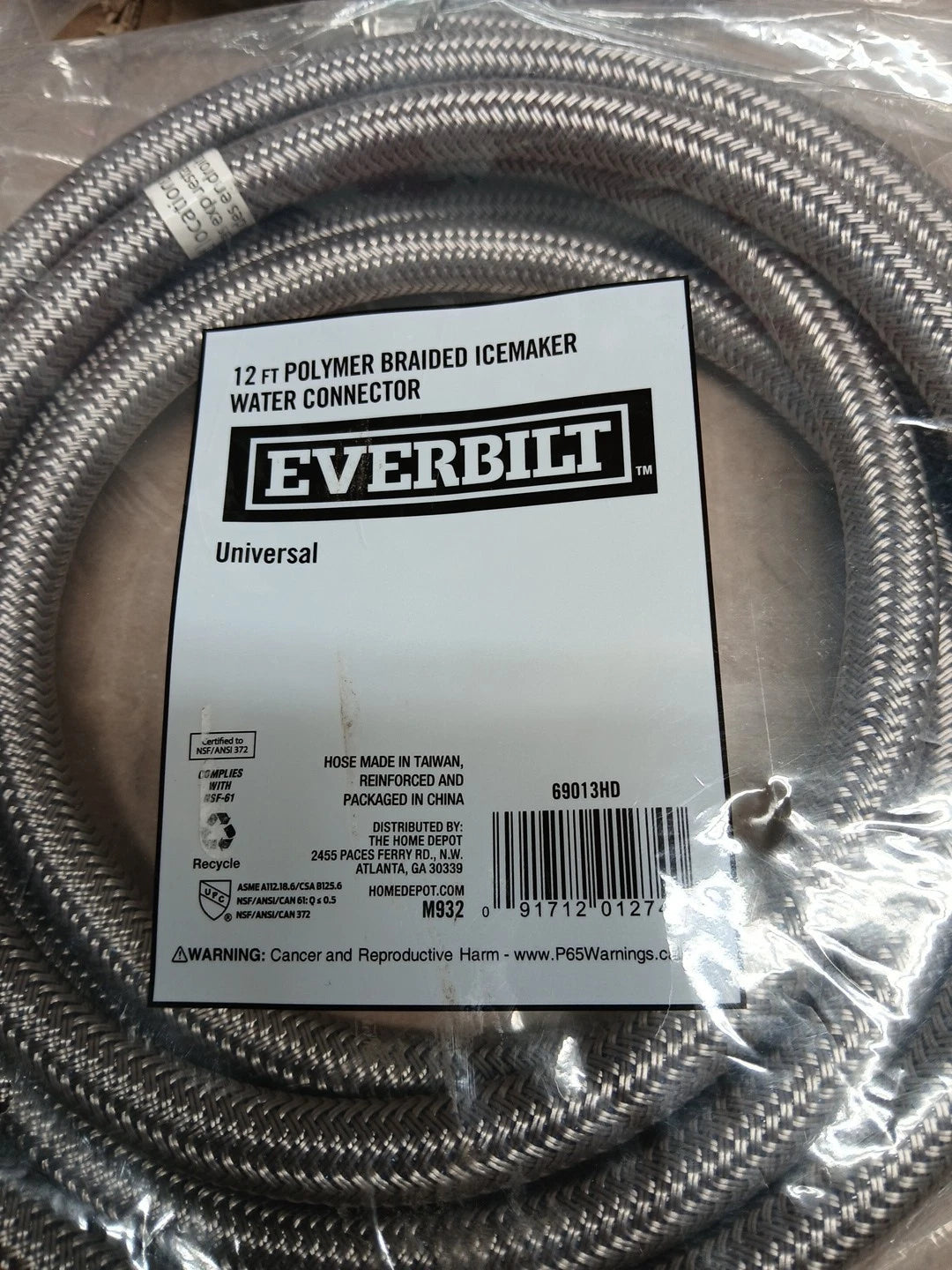 Lot of 7 - 12 Ft Polymer Braided Icemaker Water Connector Supply Hose NEW IN OB