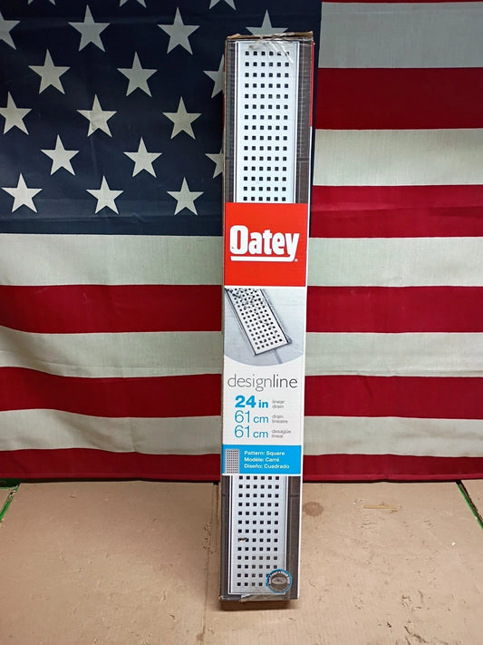 Oatey Designline 24 in Stainless Steel. Linear Shower Drain. with Square Pattern