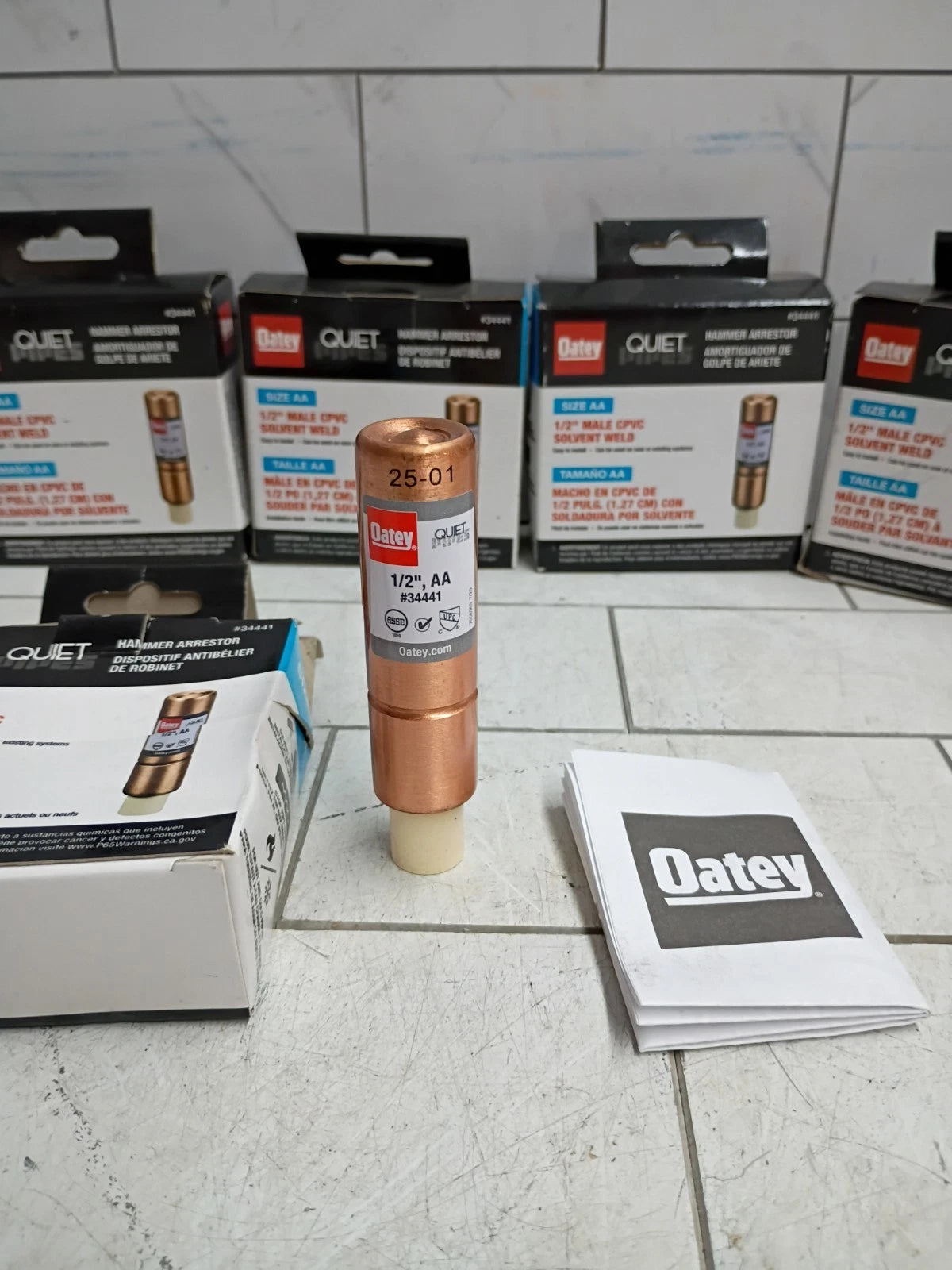 6pk Oatey Quiet Pipes Male Straight AA Hammer Arrestor CPVC 1/2" 34441 OB