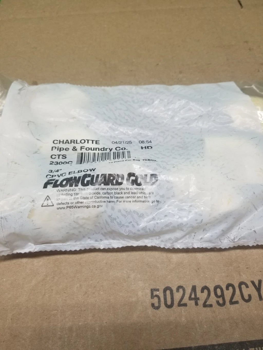 60 Pck Flow Guard 3/4" CPVC 90-Degree Slip x Slip Elbow Fitting 10 Pack - NEW