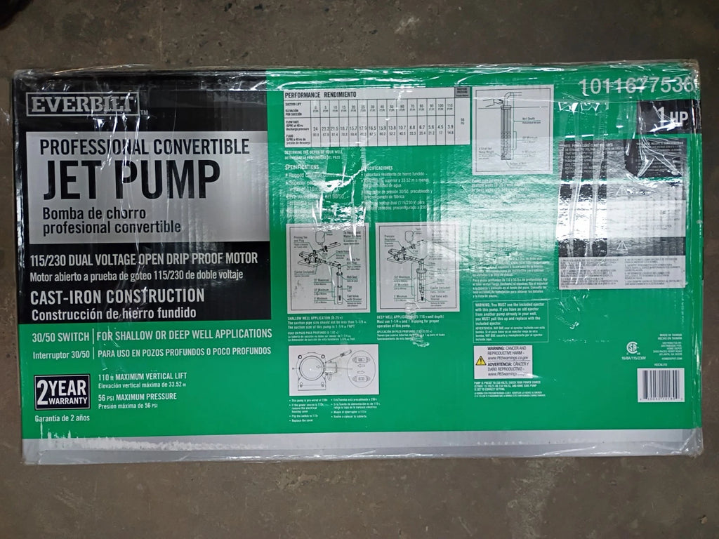 Everbilt HDCWJ10, 1 HP Professional Convertible Jet Pump PARTS ONLY