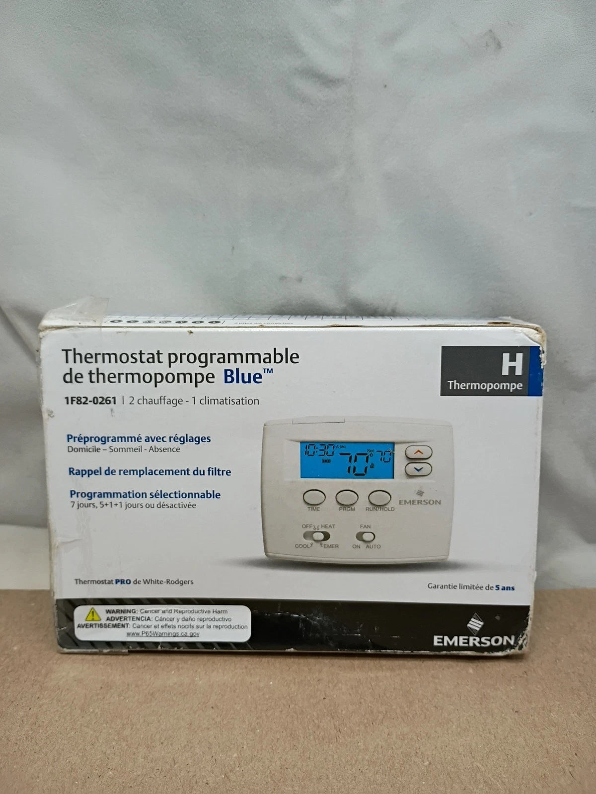 White-Rodgers 1F82-0261 Blue Emerson Blue Programmable Heat Pump Thermostat OB