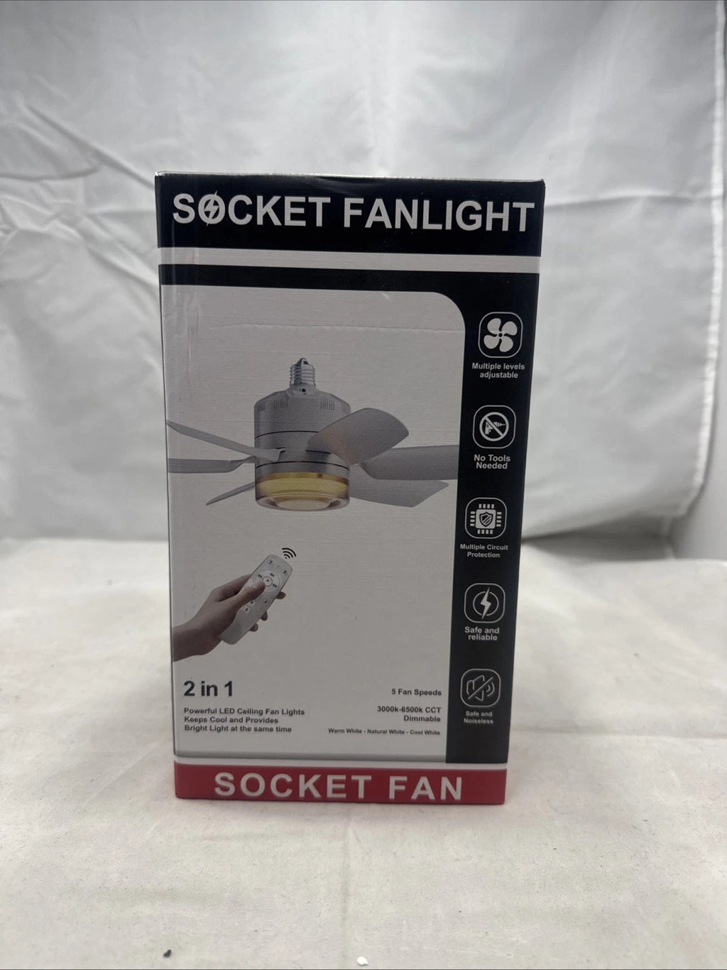 Ceiling Fan with Lights and Remote Control, 3 Colors Dimmable 6 Speeds Ceilin..