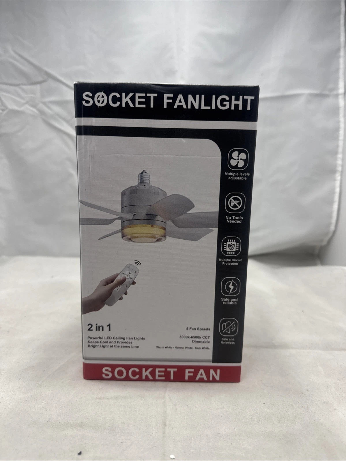 Ceiling Fan with Lights and Remote Control, 3 Colors Dimmable 6 Speeds Ceilin..