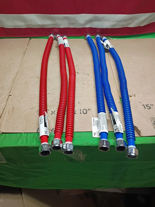 Lot Of 6 Everbilt 3/4" X 24" Water Heater Flex Connector Red & Blue New Openbox