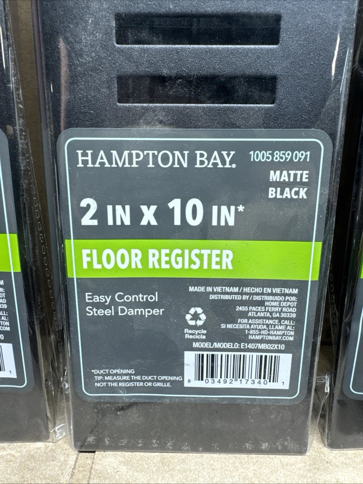 Lot Of 18 Hampton Bay 2 in. x 10 in. New York Modern Floor Register Matte Black