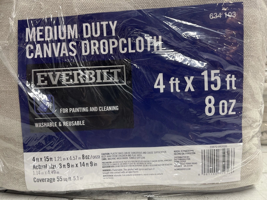 (10pk) Everbilt BARI-DP8-4.15 4 ft. x 15 ft. Medium Duty Canvas Drop Cloth