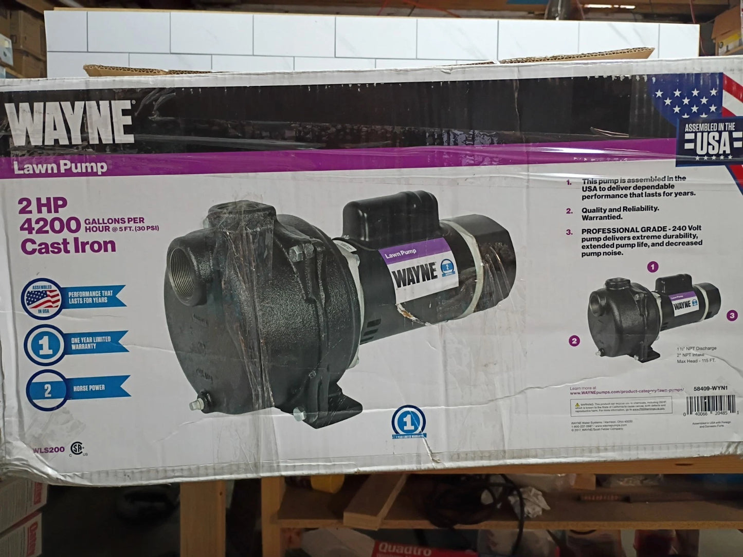 Wayne WLS200 2 HP Permanent Lawn Irrigation CST Iron Sprinkler Pump Open Box,