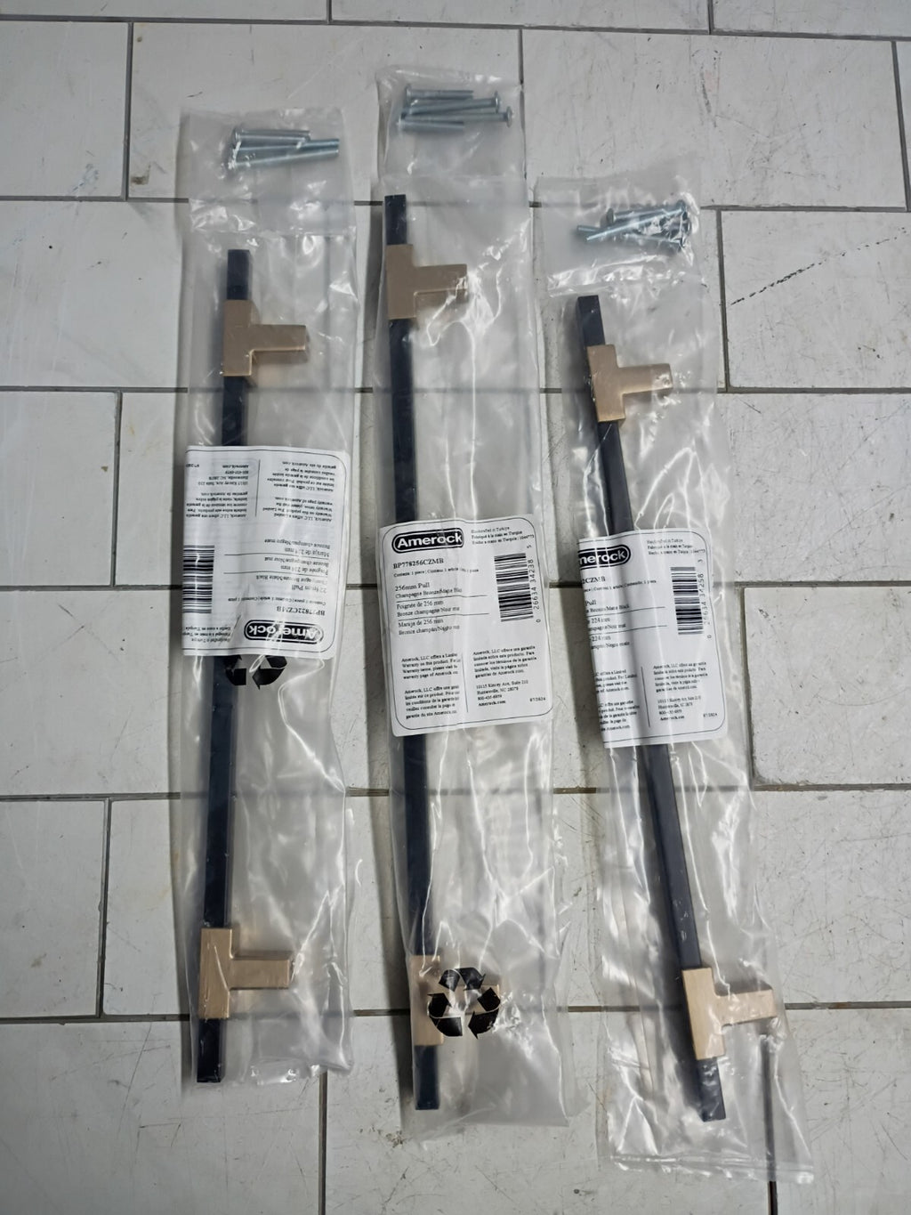 3pk Amerock BP778256CZMB Urbanite 10-1/16 inch  Center-to-Center Cabinet Handle