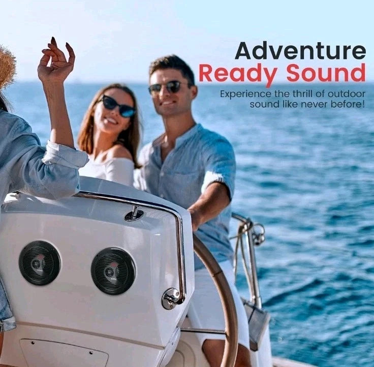 2-PK Pyle 6.5 Inch Dual Marine Speakers 2 Way Waterproof Weather Resistant 150W