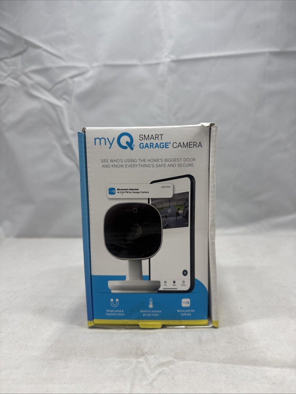 myQ - Smart Garage Security Camera - HD 1080p - Indoor Wi Fi - White OPEN BOX.