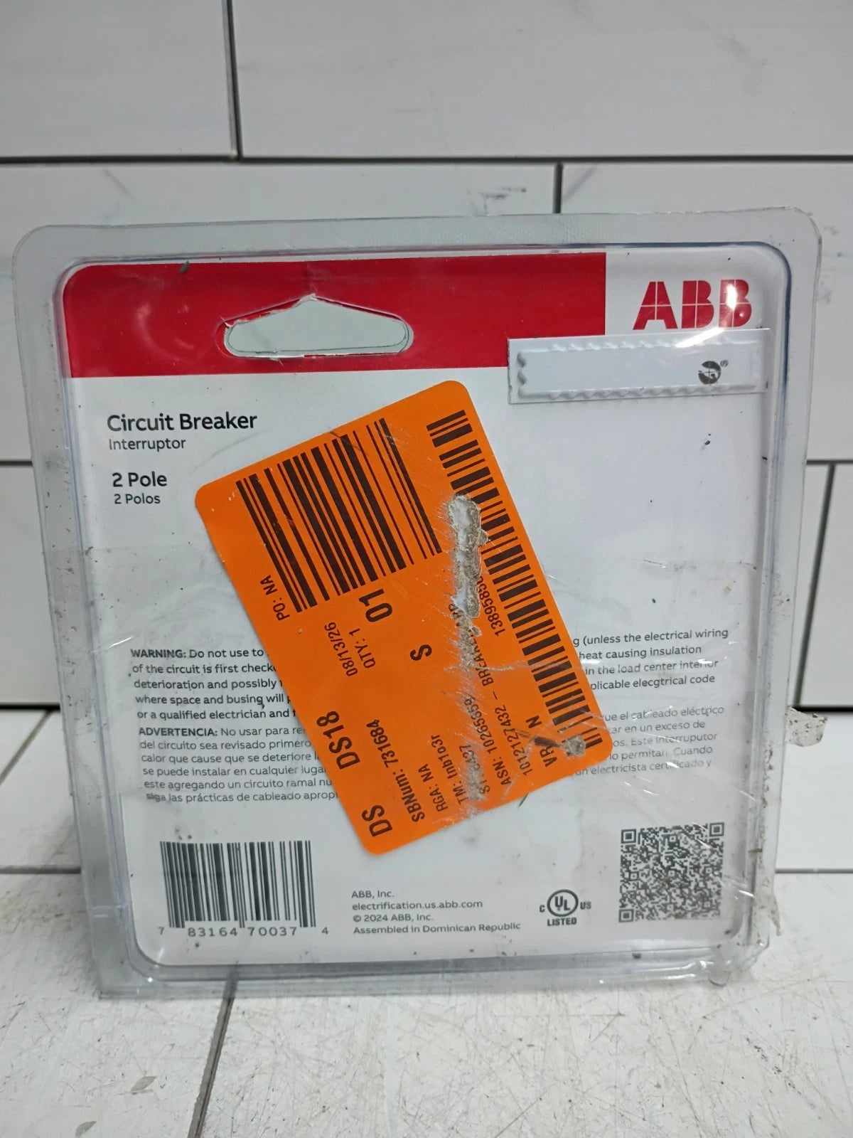 ABB 100 Amps 2-Pole Circuit Breaker THQL21100PA OPEN BOX