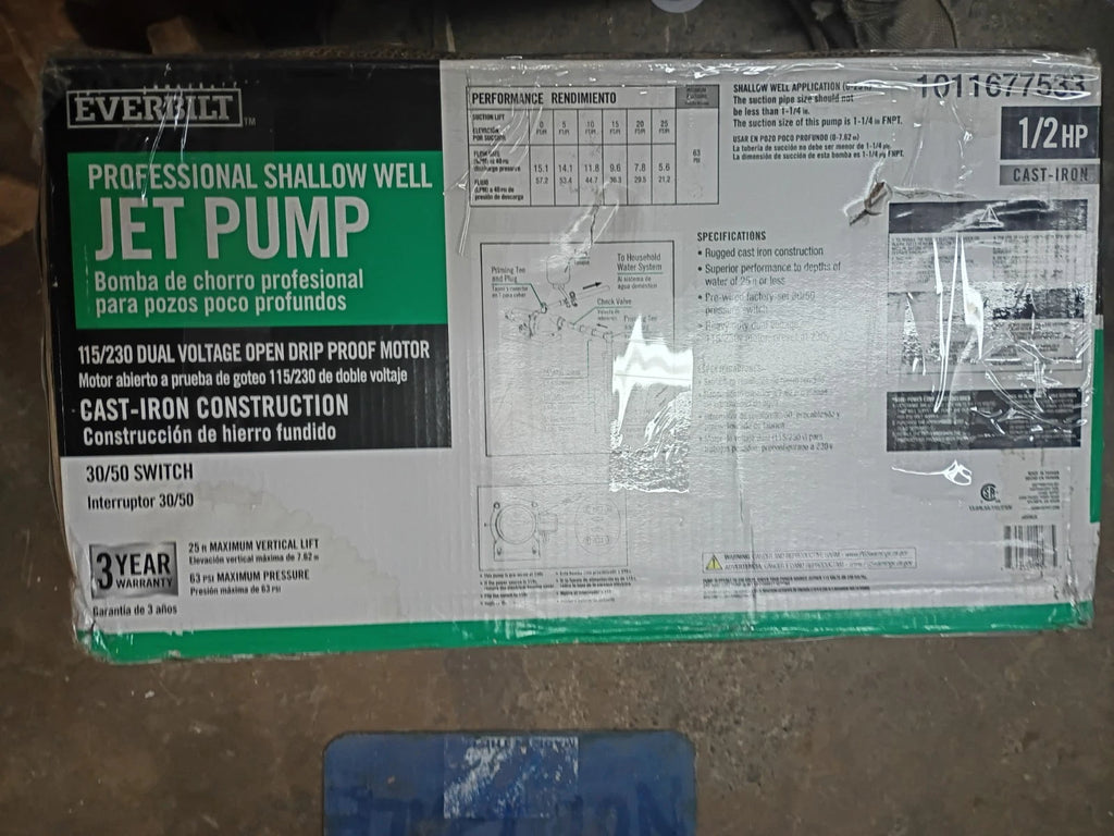 Everbilt HDSWJ5 Shallow Well Jet Pump Cast Iron 1/2HP - FOR PARTS