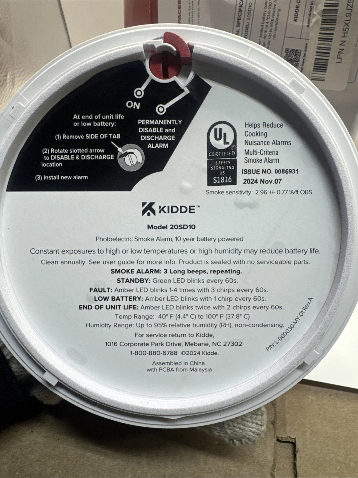 2 PACK Kidde Smoke Detector 10-Year Battery Powered LED Warning Light 20SD10