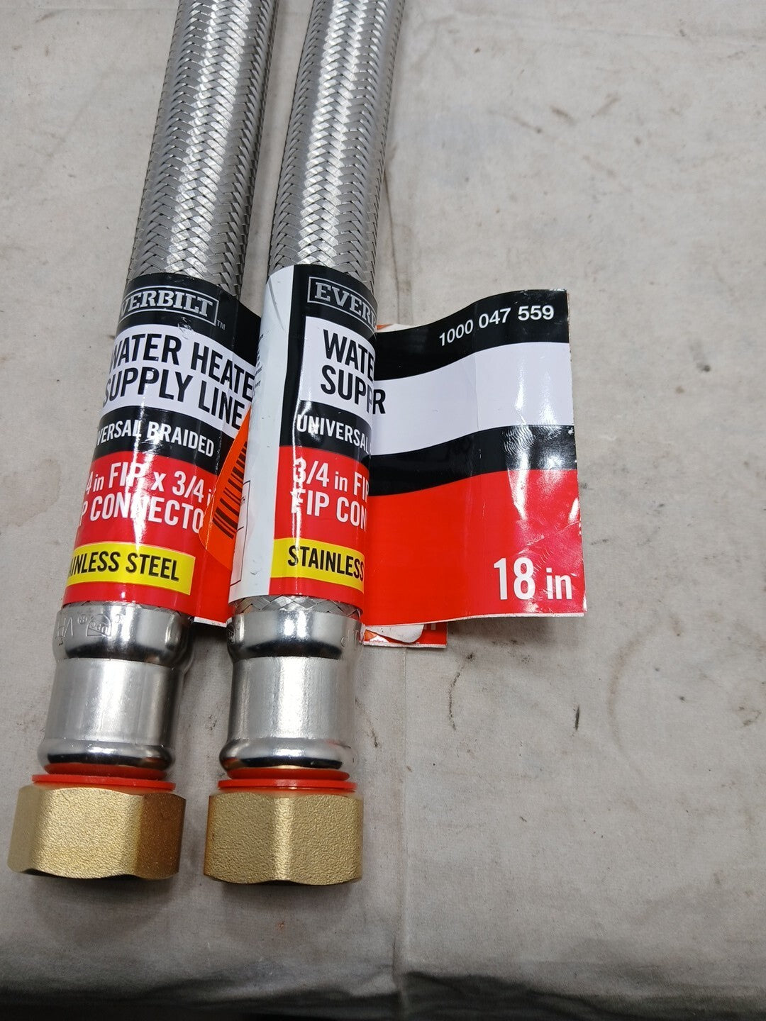 2pk Everbilt Water Heater Supply Line Stainless Steel 3/4" FIP x 3/4x 18"