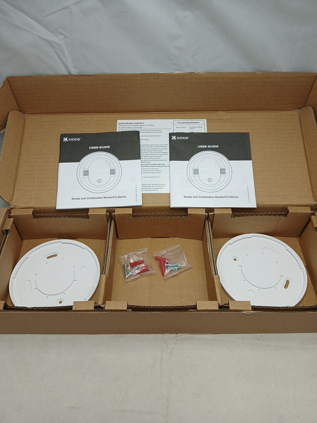 2pck Kidde Smoke Detector for Home 10-Year Battery Powered Voice Alerts 20SD10-V