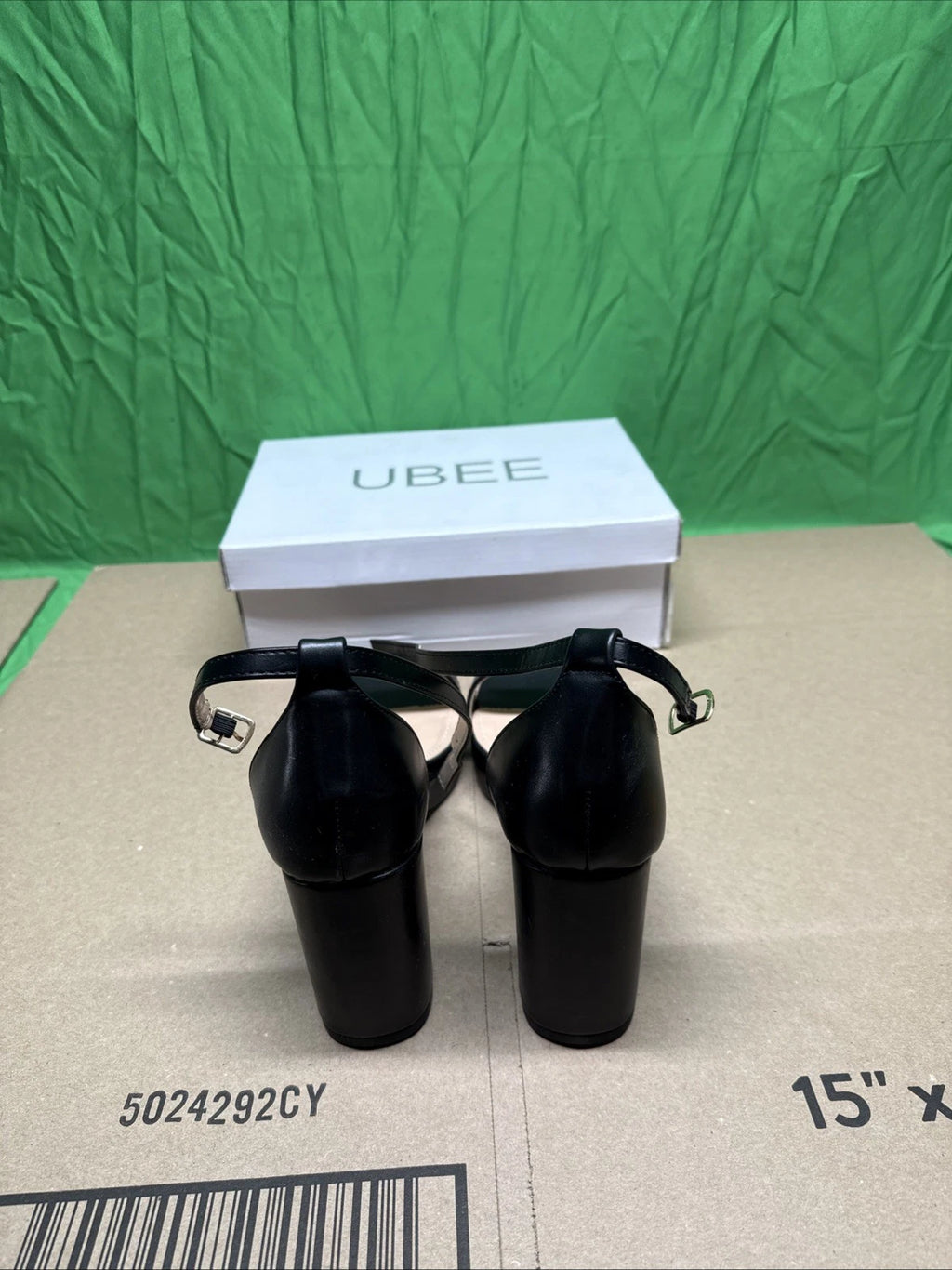 Nude High Heels Size 9.5 Women's open toe ankle strap Thick heel