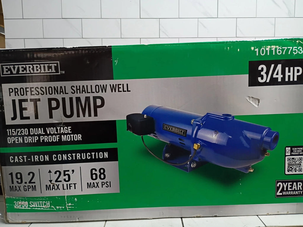 EVERBUILT Shallow Well Jet Pump 3/4 HP 115/230 Cast Iron NEW OPEN BOX