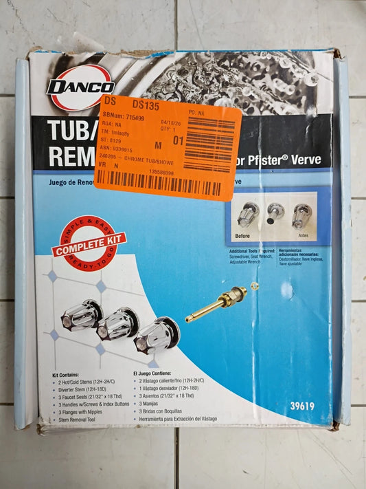 1PK Danco 39619 Tub/Shower Remodeling Kit for Pfister Verve CHROME, Open Box,