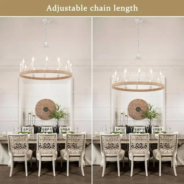 LWYTJO Calvin 12 Light White Candle Style Farmhouse Dimmable 27.5 Inches