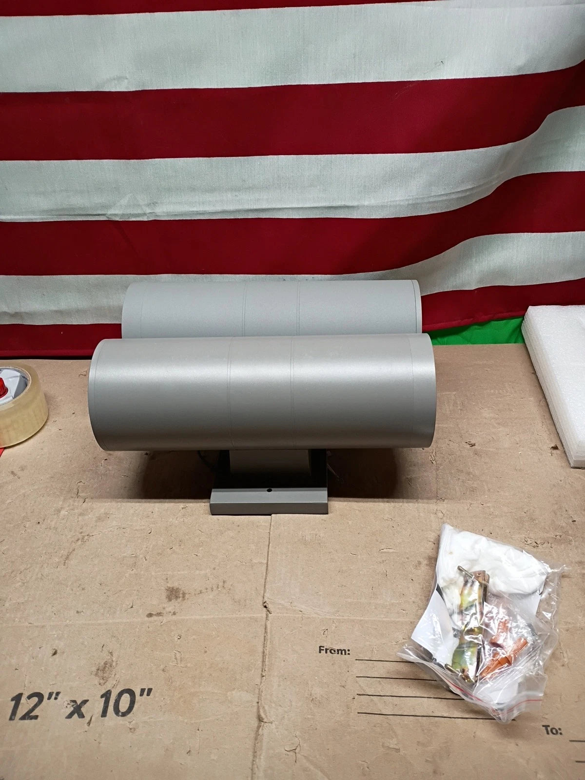 Modern Outdoor Wall Lights, Up/ Down Patio Lights in Aluminum Cylinders, Gray