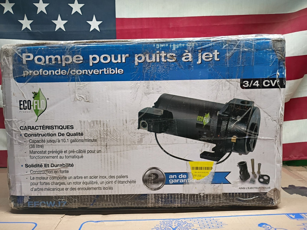 ECO FLO EFCWJ7 3/4 HP 115/230V Convertible Deep Well Jet Pump  Open Box