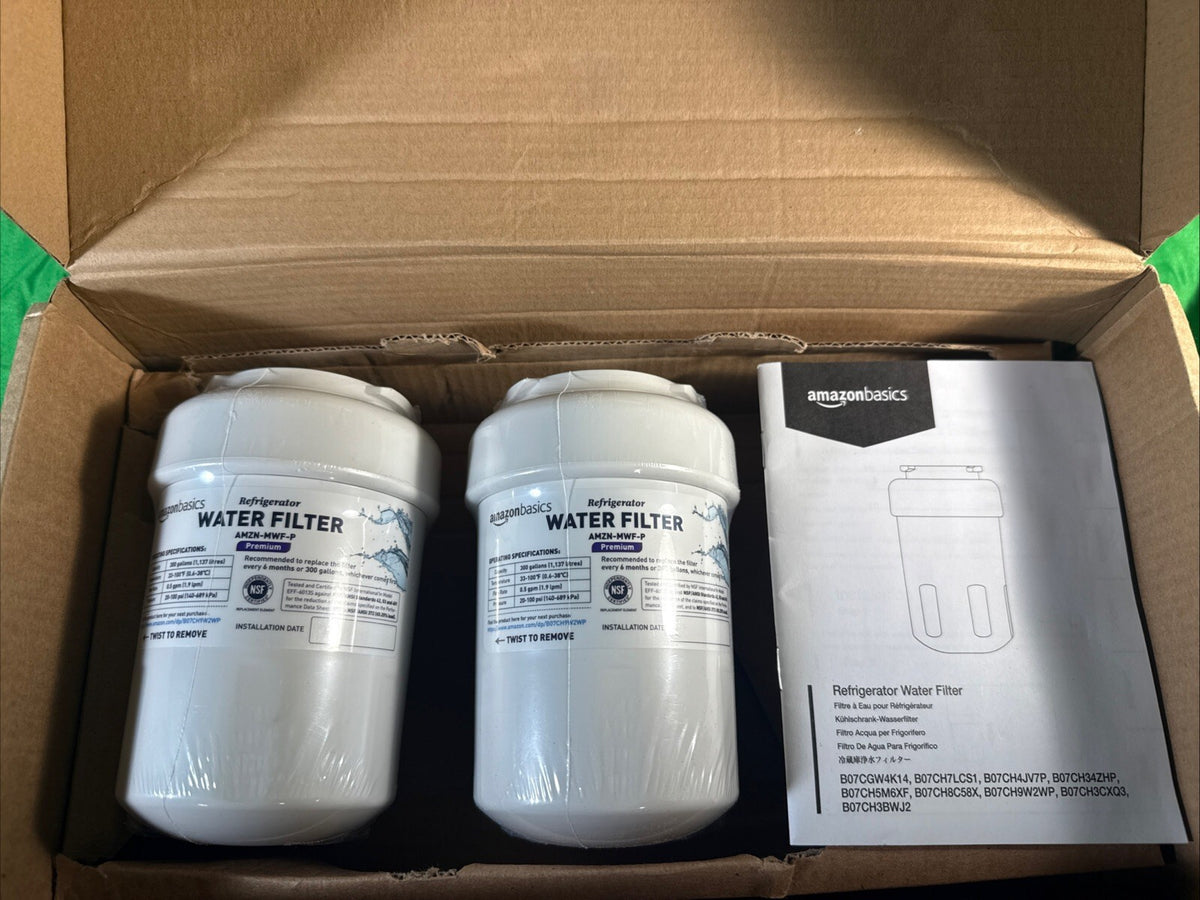 2 pk Amazon Basics Premium replacement GE MWF Refrigerator Water Filter Sealed!